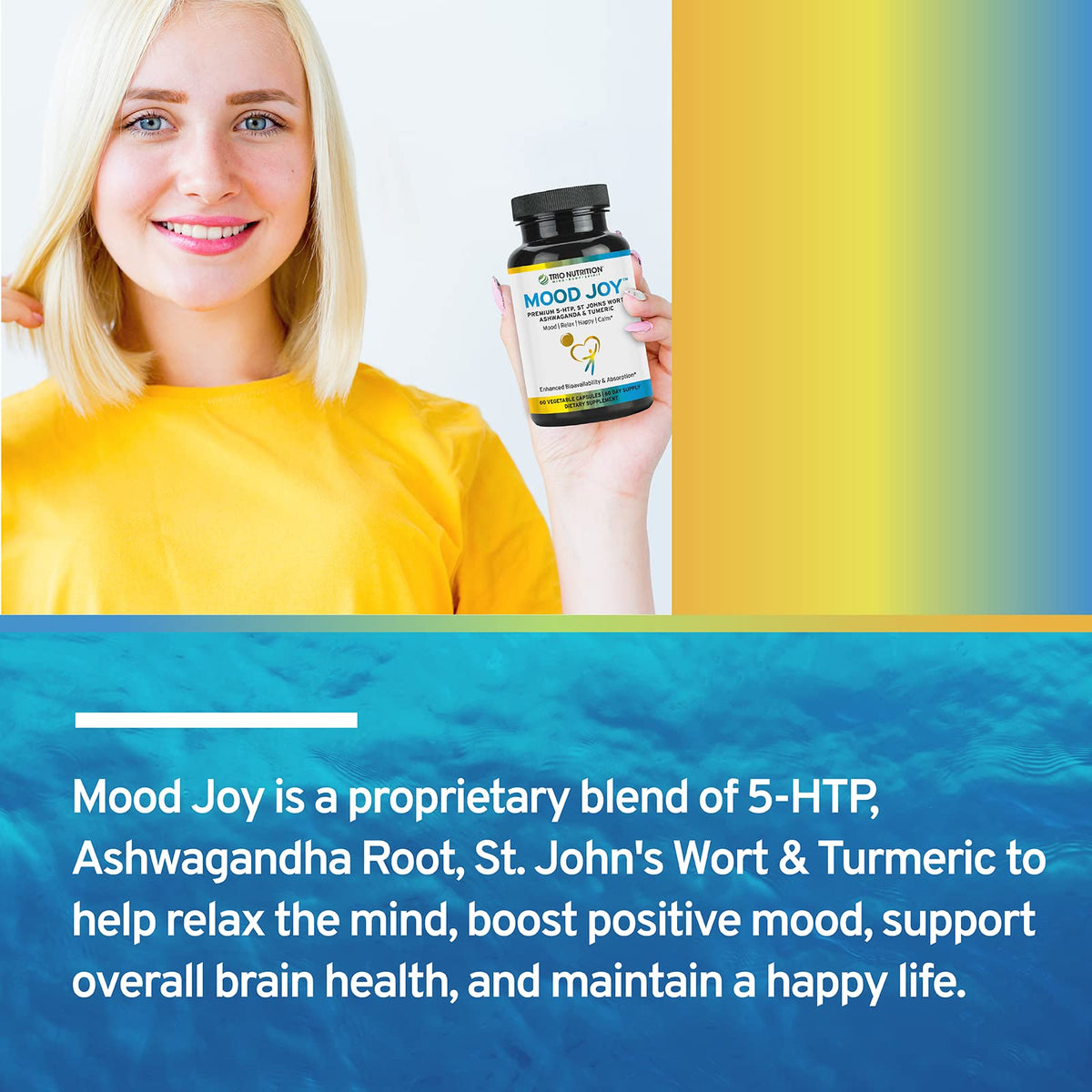TRIO NUTRITION Mood Joy Turmeric & Ashwagandha with 5-HTP - 60 Capsules - image 4