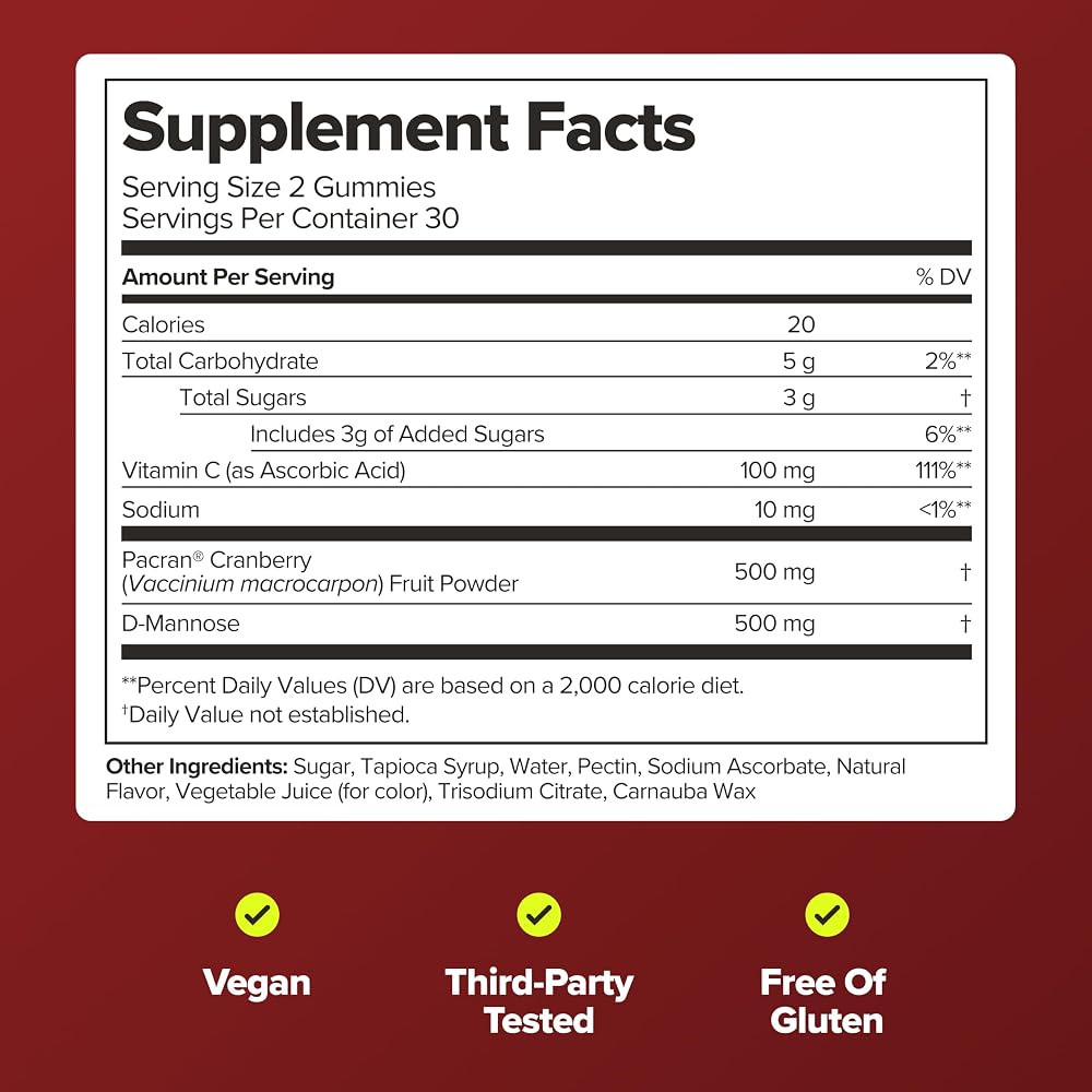 O Positiv URO Urinary Tract Gummy Vitamins with Pacran Cranberry - 60 Gummies - image 5