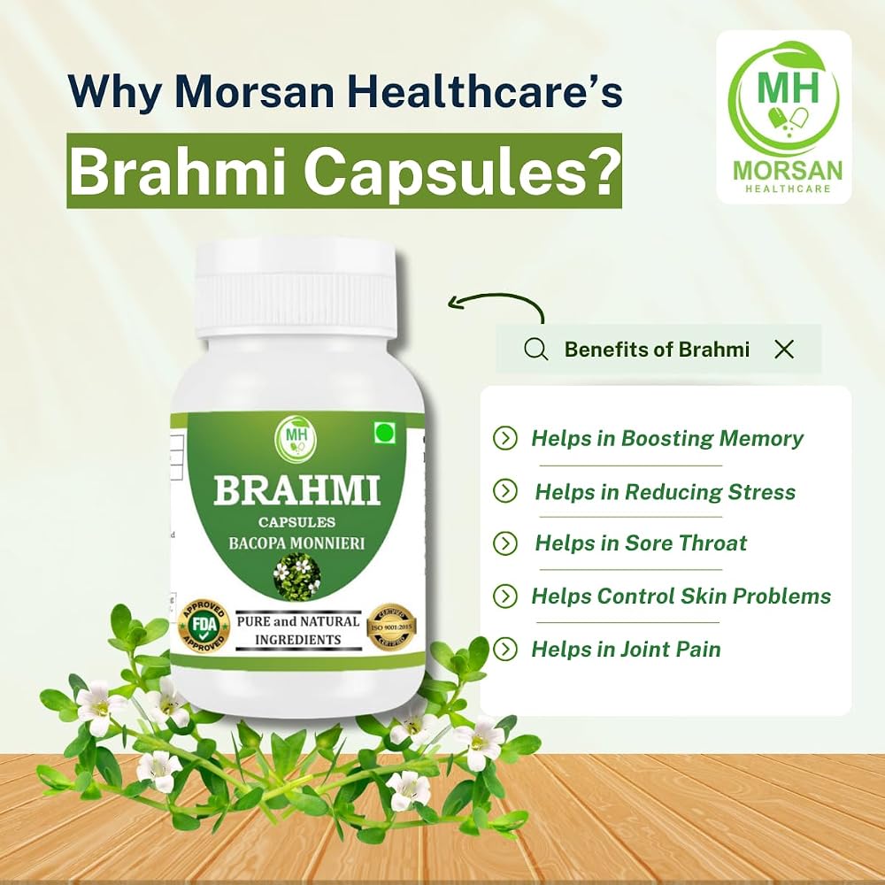 Morsan Healthcare Brahmi Bacopa Monnieri 500mg - 60 Vegetarian Capsules - image 3