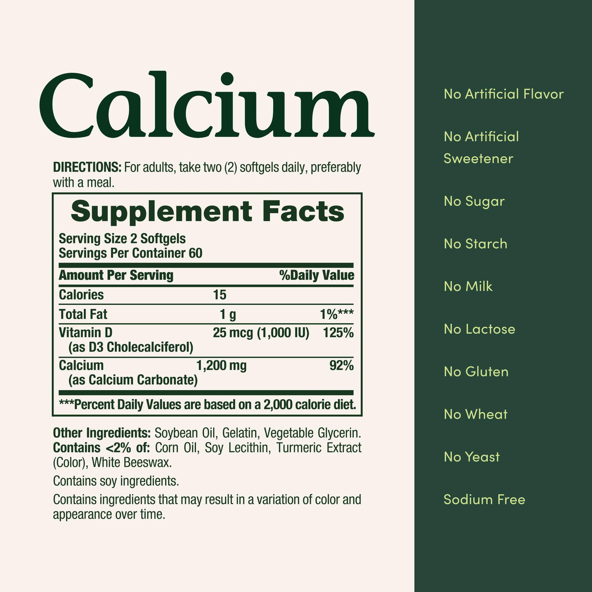 Nature's Bounty Calcium 1200mg with Vitamin D3 - 120 Softgels - image 5