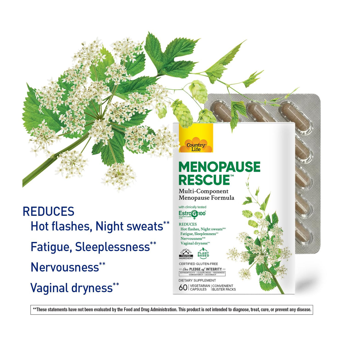 Country Life Menopause Rescue Multi-Component Formula - 60 Vegetarian Capsules - image 3