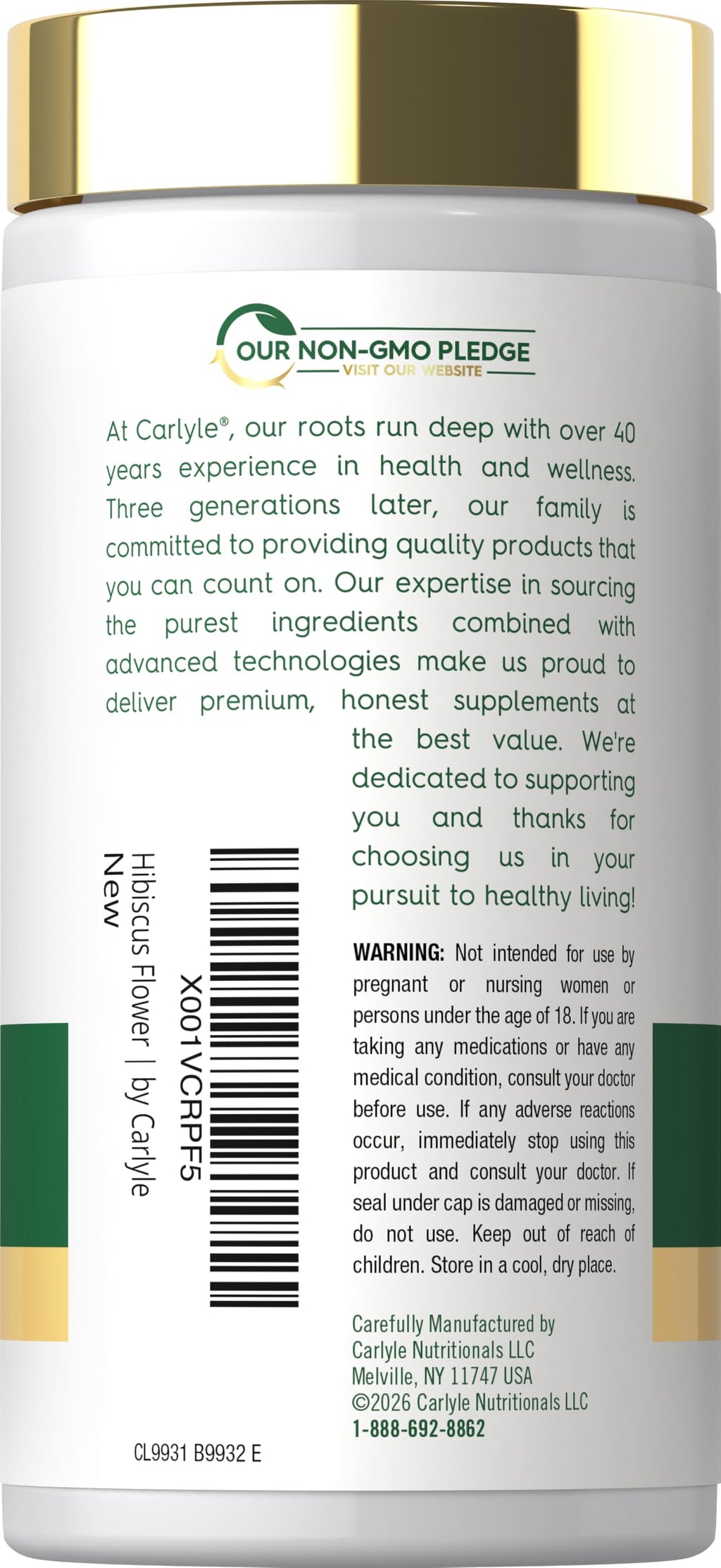 Carlyle Hibiscus Flower Extract - 120 Capsules - image 3