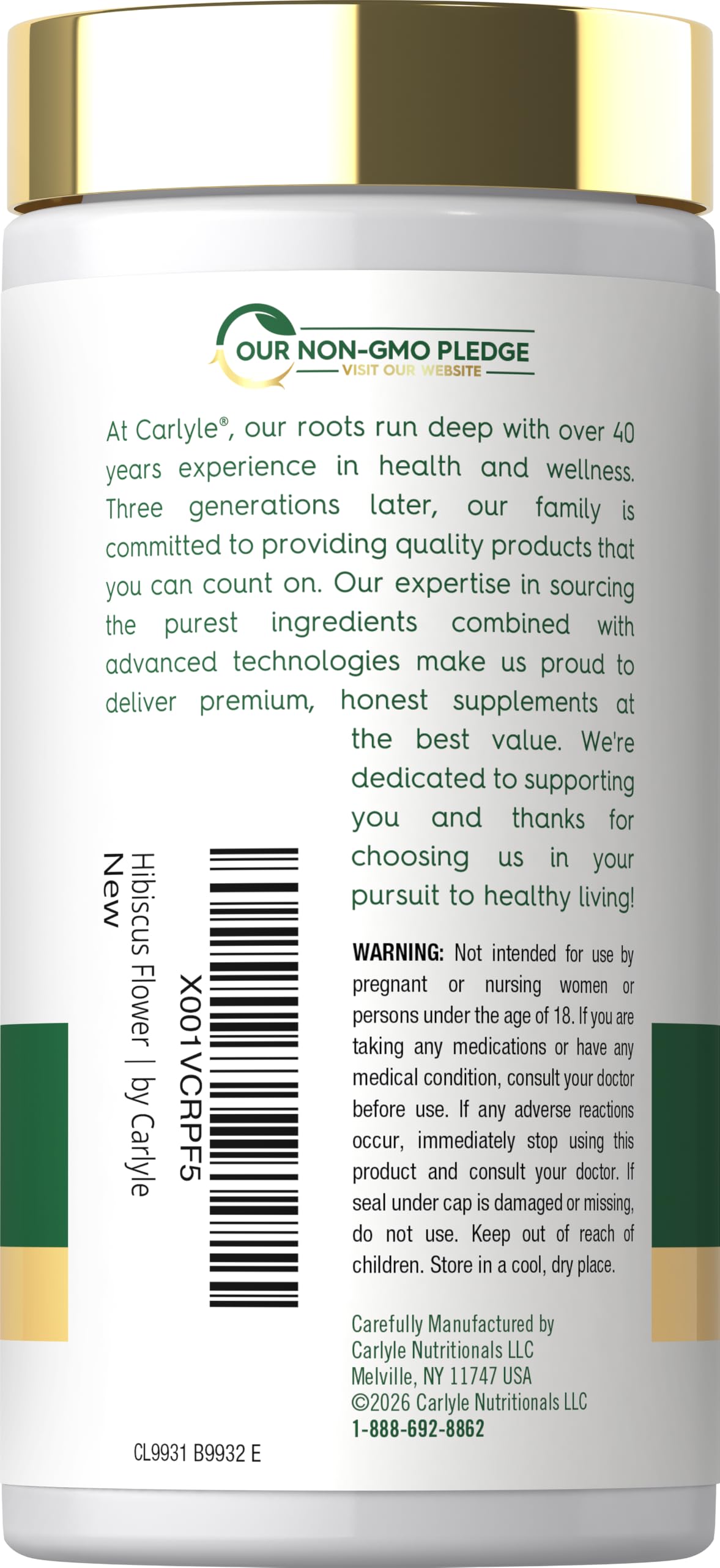 Carlyle Hibiscus Flower Extract - 120 Capsules - image 3