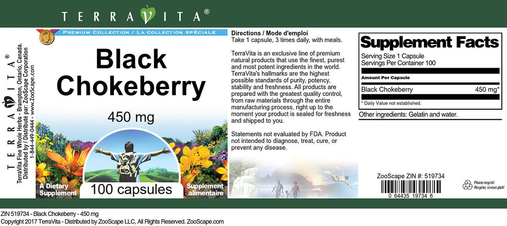 Terravita Black Chokeberry - 450 mg (100 Capsules, ZIN: 519734)