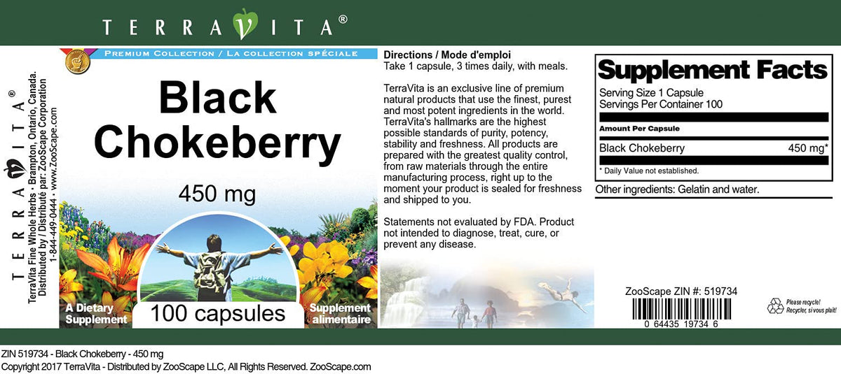 Terravita Black Chokeberry - 450 mg (100 Capsules, ZIN: 519734)