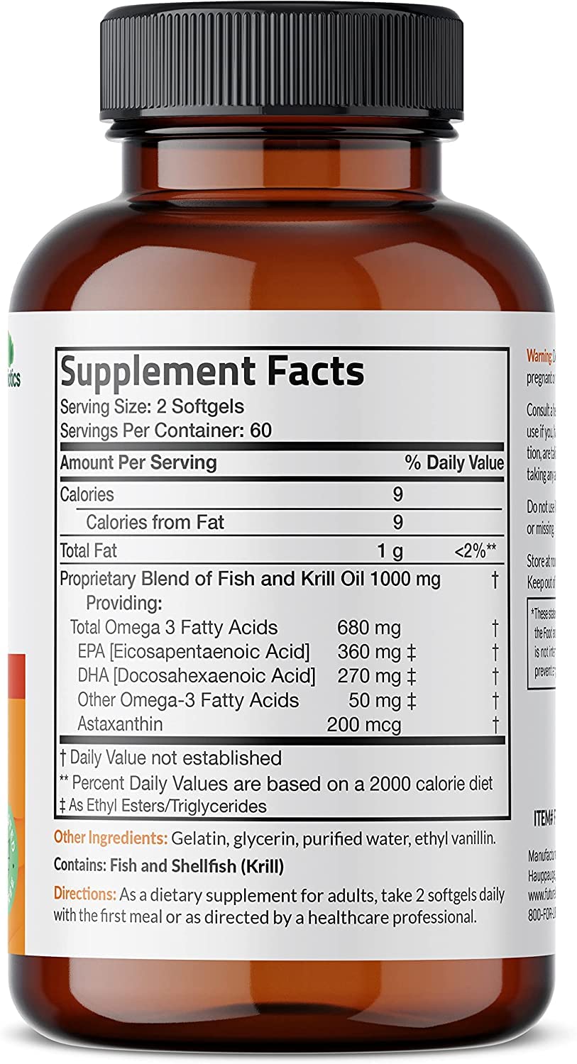 Futurebiotics Omega-3 Fish + Krill Oil 1000 MG - 120 Softgels - image 2