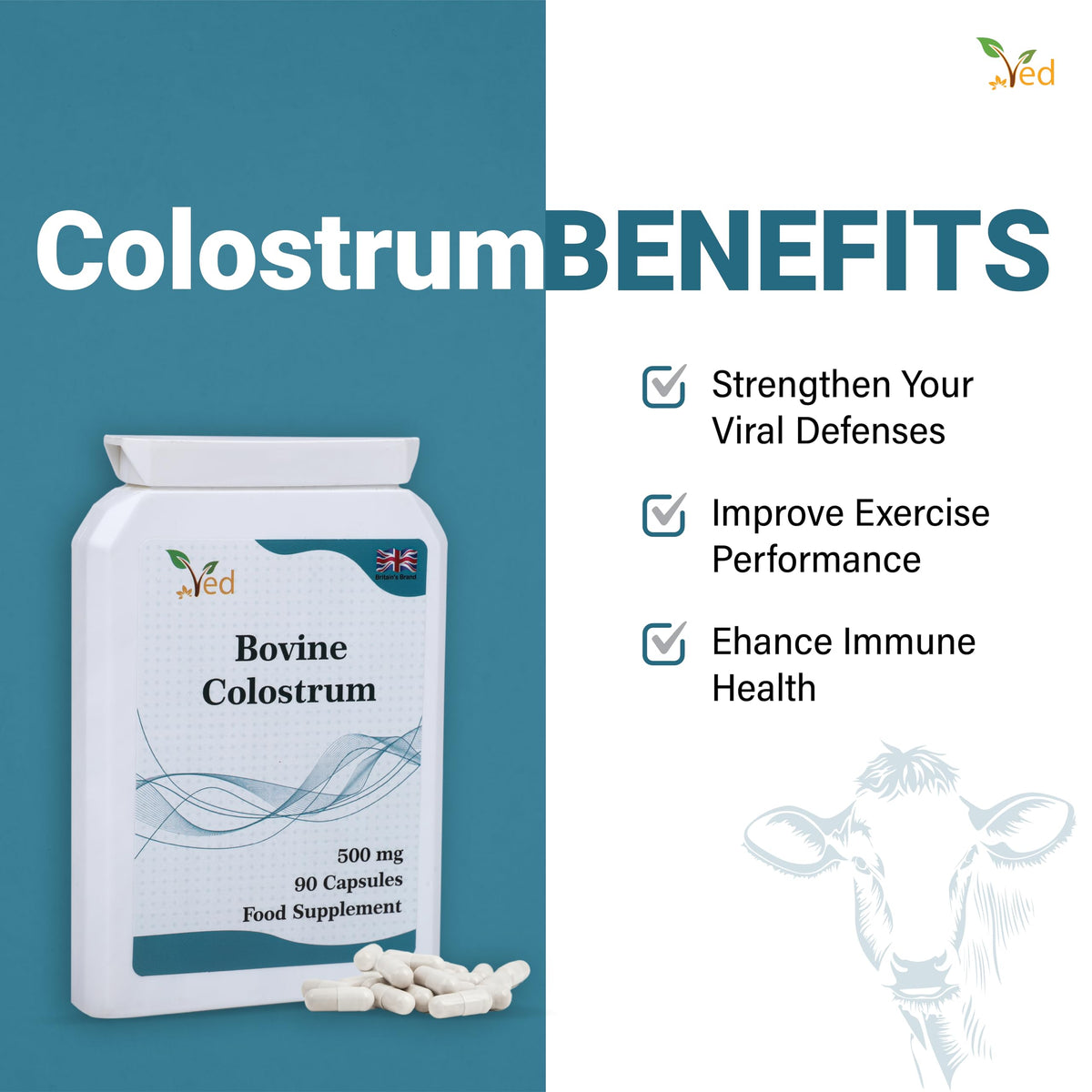 Ved Bovine Colostrum 500 mg - 90 Capsules - image 4