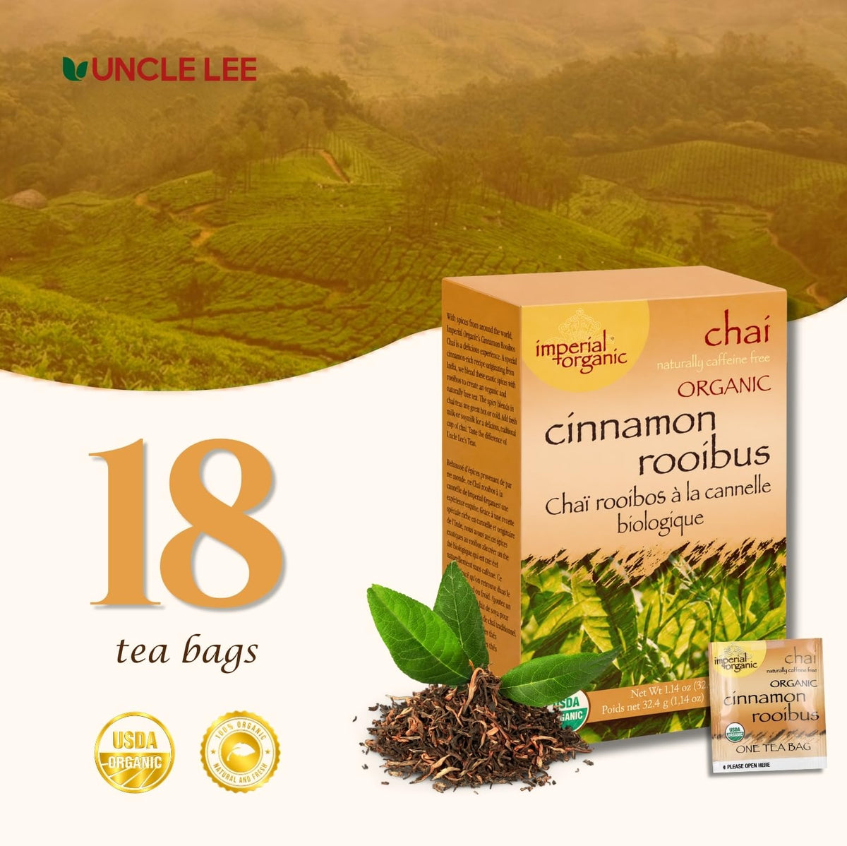 Uncle Lee's Tea Imperial Organic Chai Cinnamon Rooibos Caffeine Free - image 3