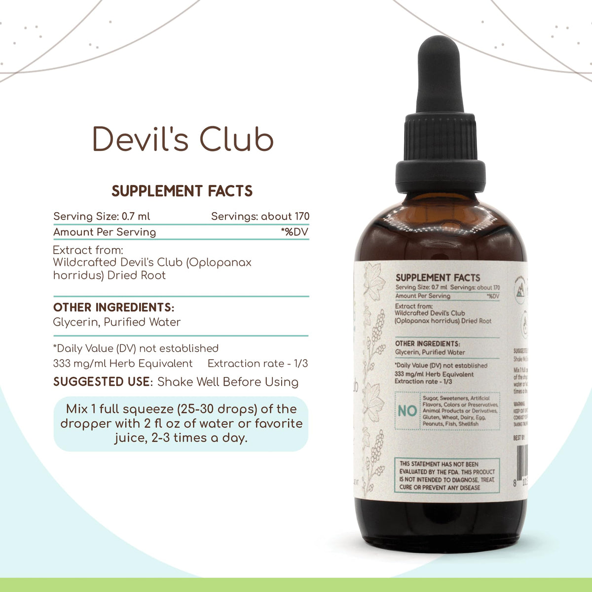 HerbEra Devil's Club Alcohol-Free Herbal Extract Tincture