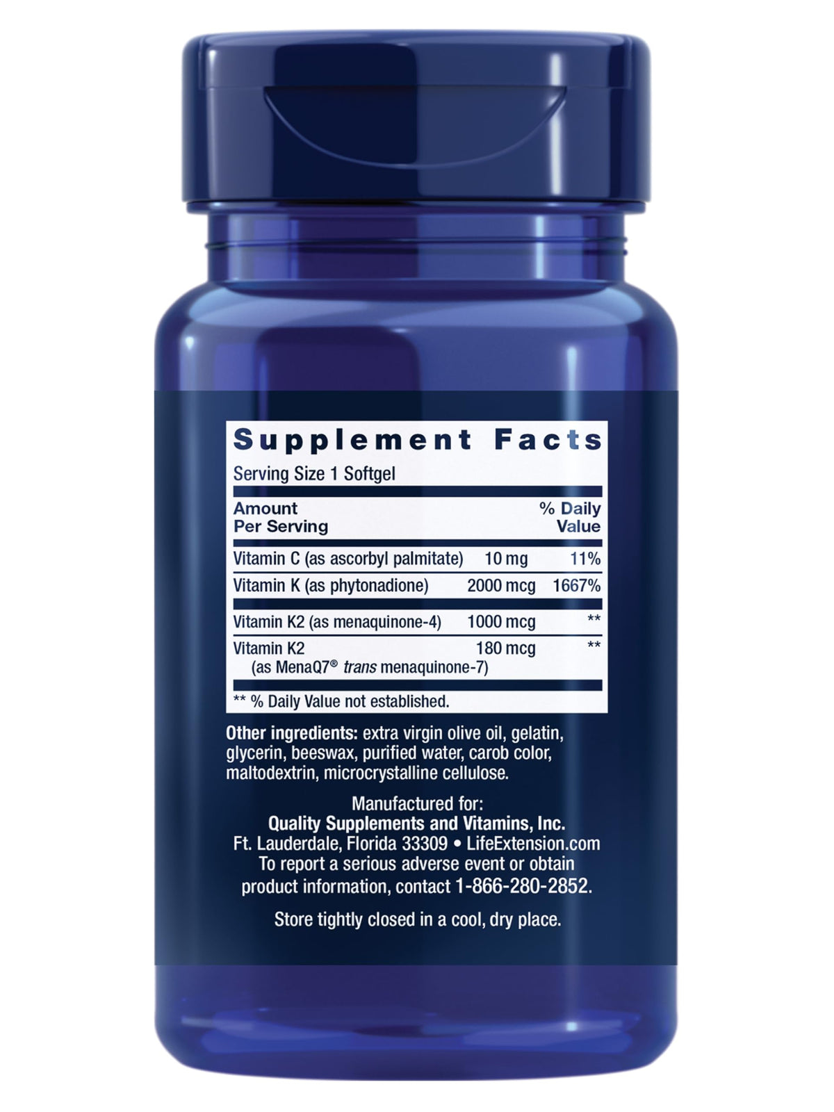 Life Extension Super K Vitamin K1 and K2 - 90 Softgels - image 2