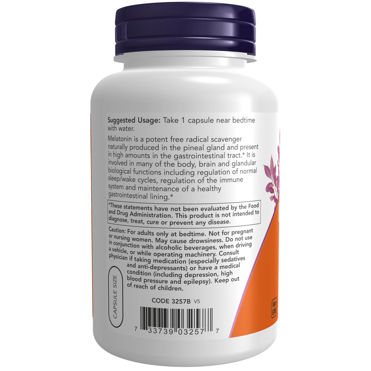 Now Foods Melatonin 3mg - 180 Capsules - image 2