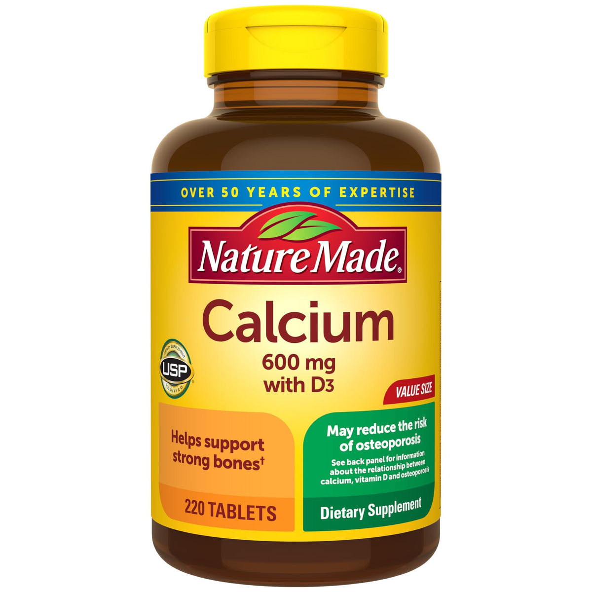 Nature Made Calcium 600 mg with Vitamin D3 - 220 Tablets