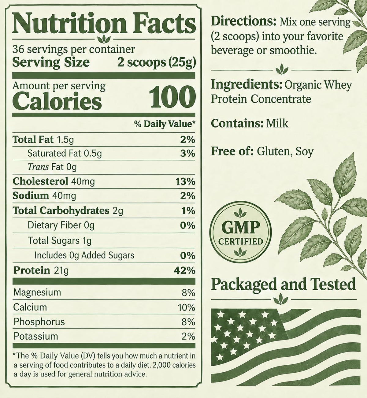 NorCal Organic Natural Grass Fed Whey Protein Powder