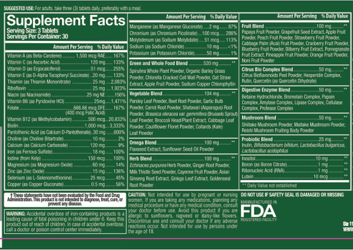Whole Nature Whole Food Multivitamin for Men and Women Complete Daily