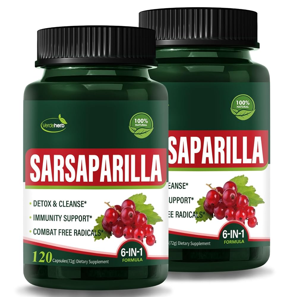 Verdeherb Sarsaparilla Extract Capsules for Detox & Cleanse, 240 Count