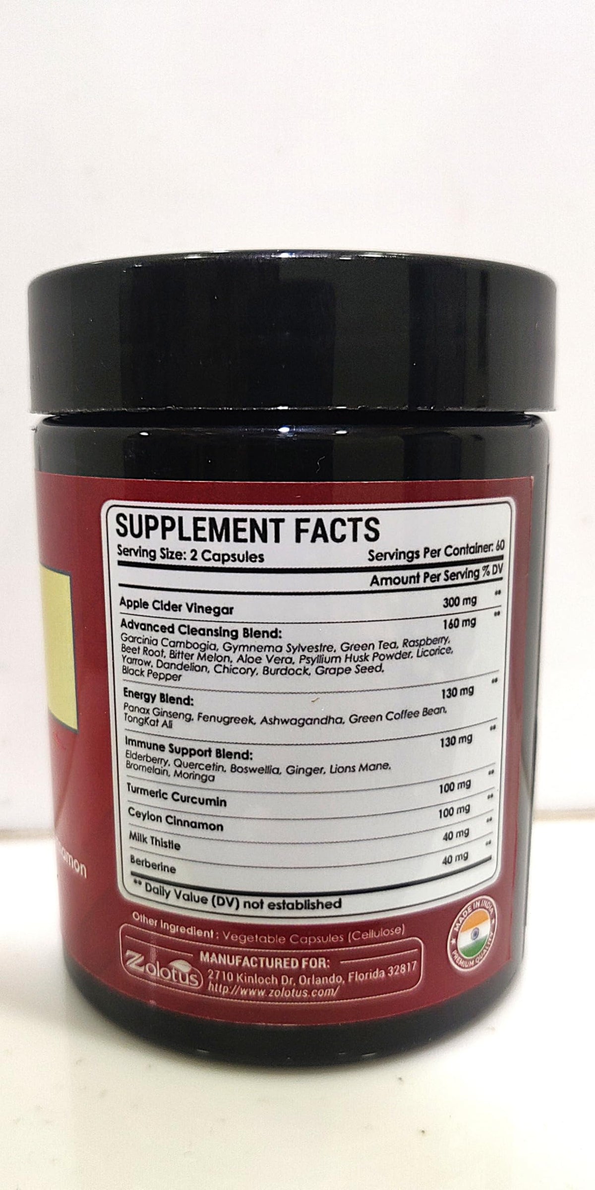 Zolotus Apple Cider Vinegar with Turmeric & Herbs - 120 Capsules - image 3