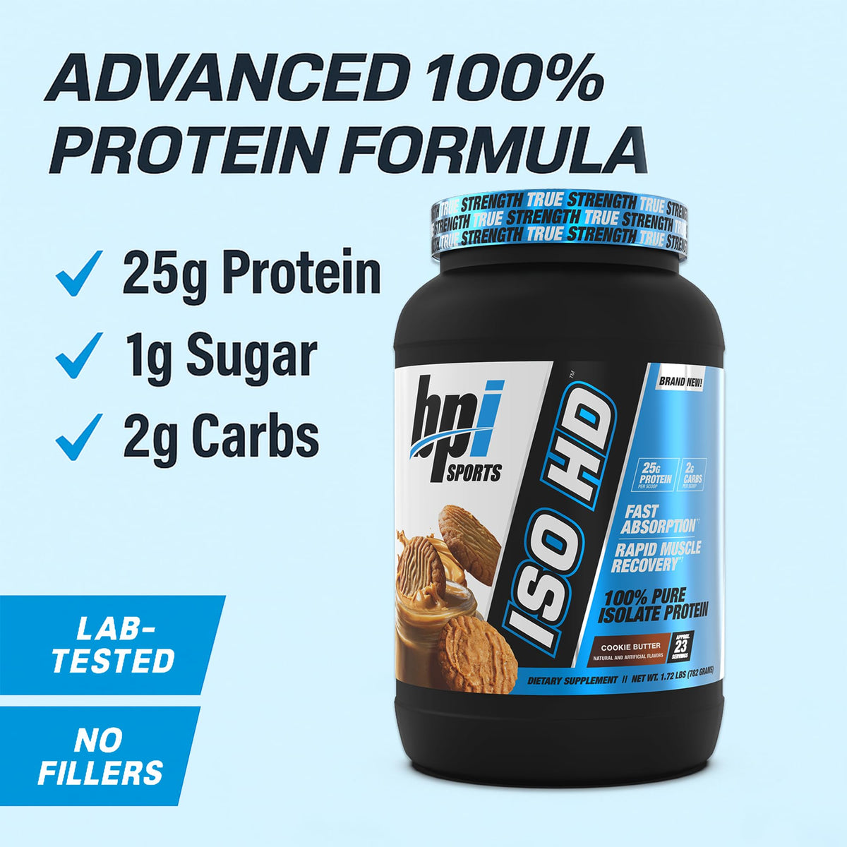 BPI Sports ISO HD Isolate Protein Powder Cookie Butter - 23 Servings - image 3