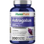 NusaPure Astragalus 300mg Vegan - 200 Vegetarian Capsules