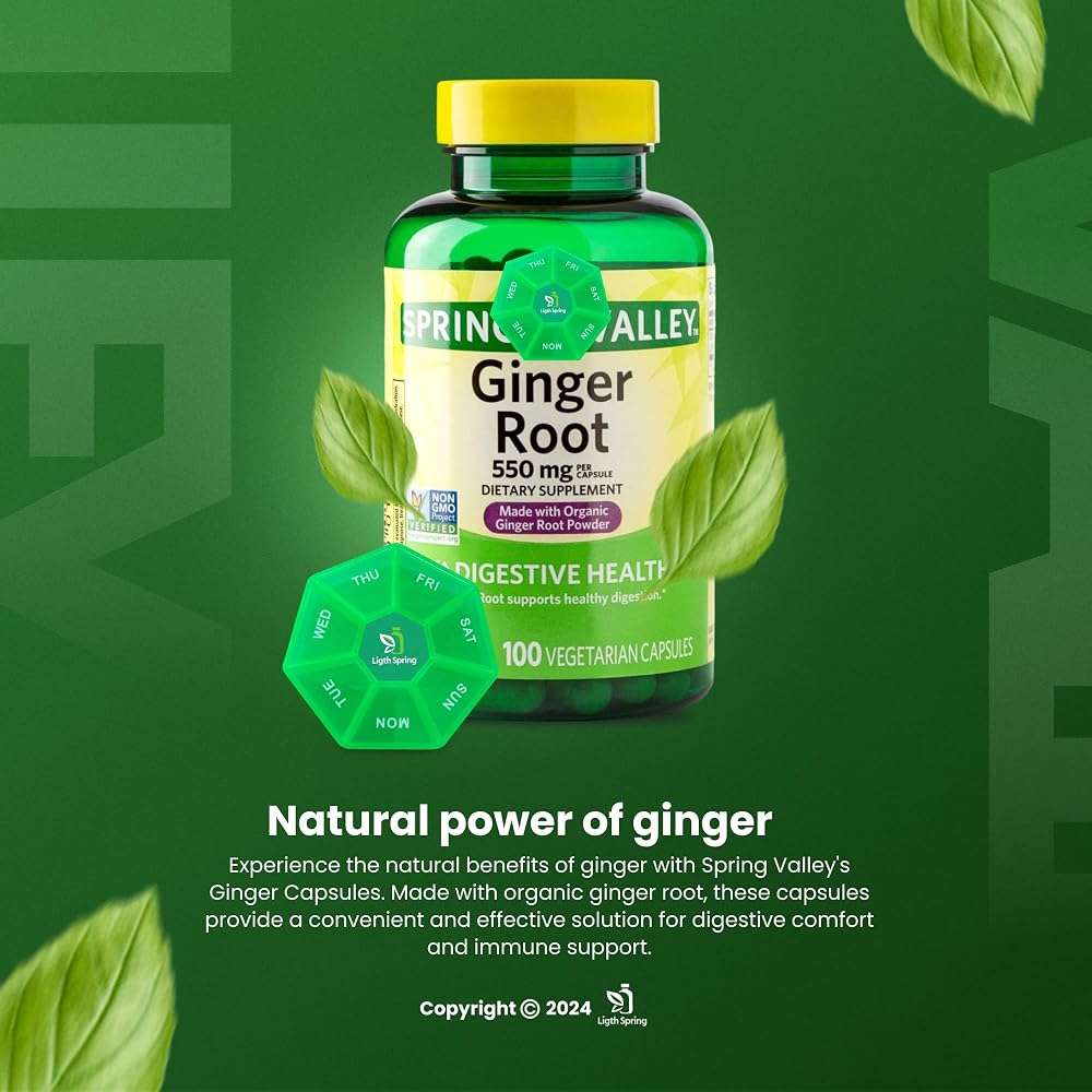 LightSpring Ginger Root 550 mg Digestive Health - 100 Vegetarian Capsules - image 5