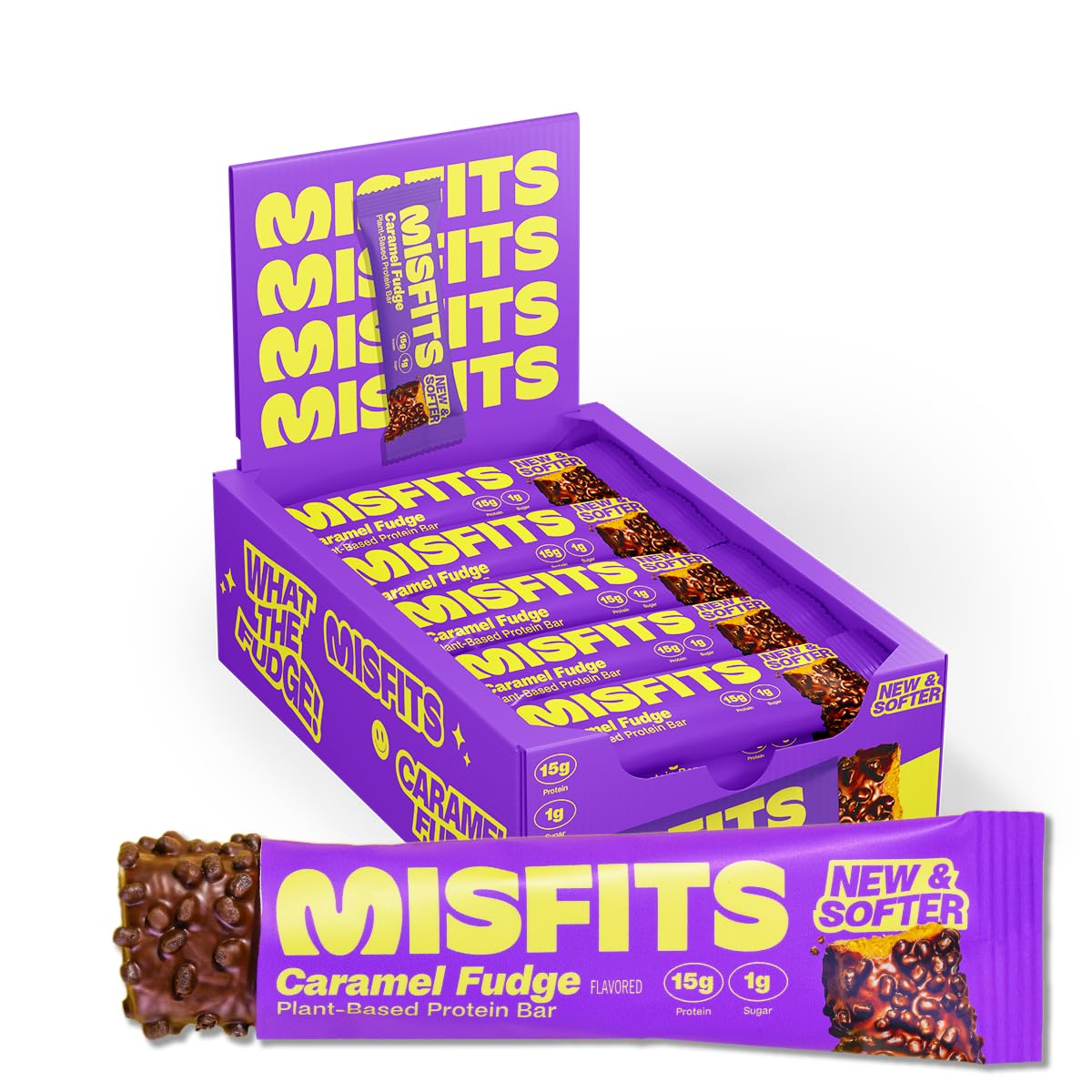 Misfits Vegan Protein Bars Caramel Fudge - 15 Count