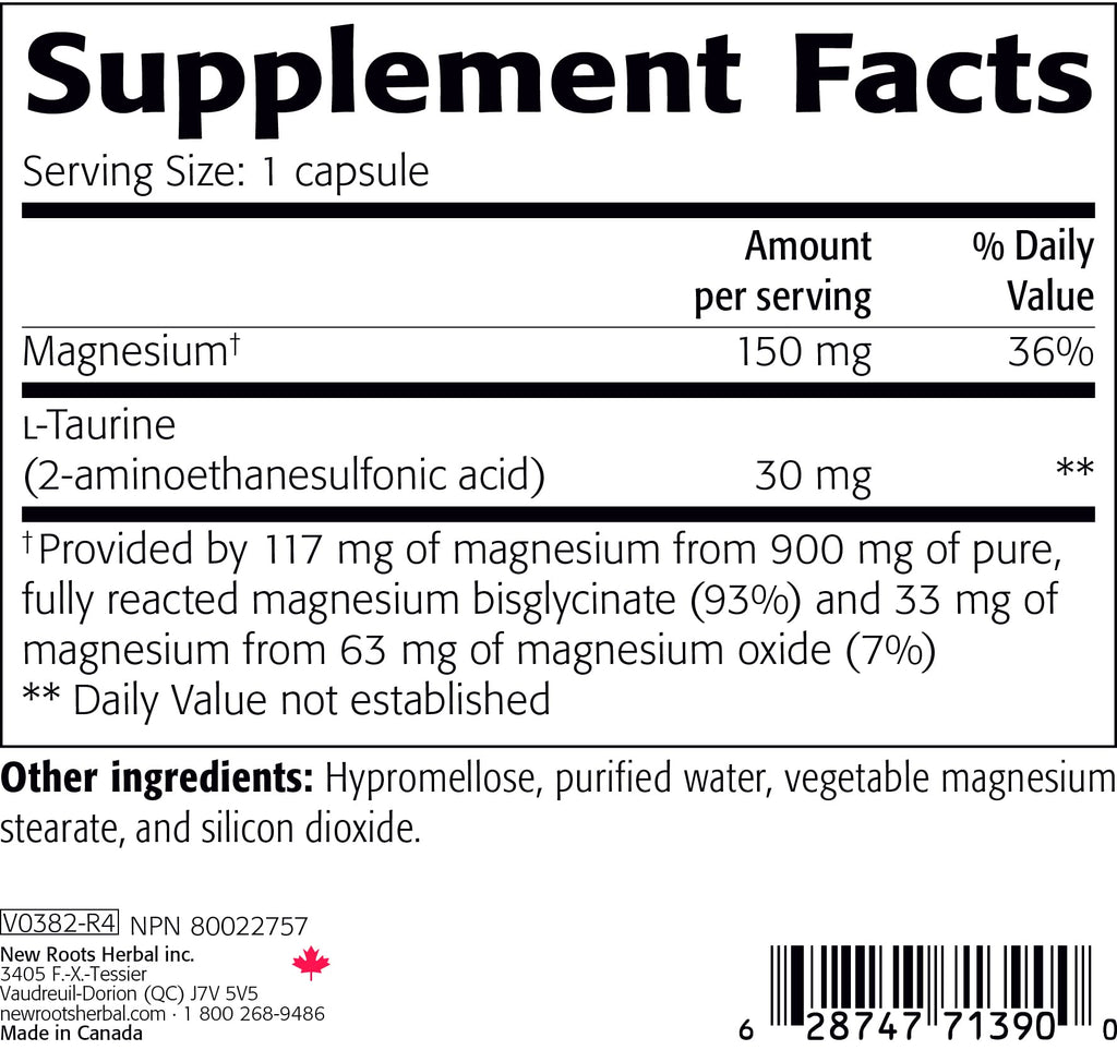 New Roots Herbal Magnesium Bisglycinate 900 mg - 120 Vegetarian Capsules - image 7