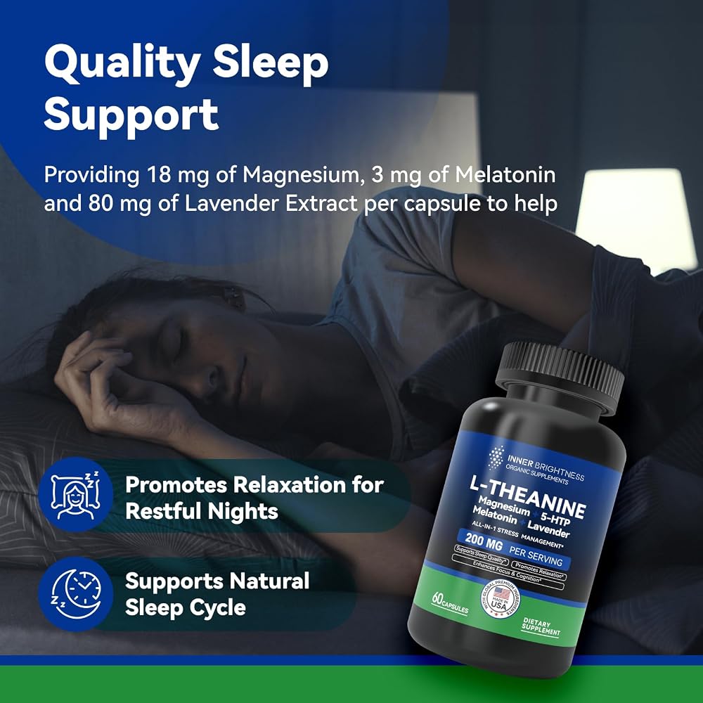 Inner Brightness L-Theanine 200mg Stress & Sleep Support - 60 Capsules - image 4