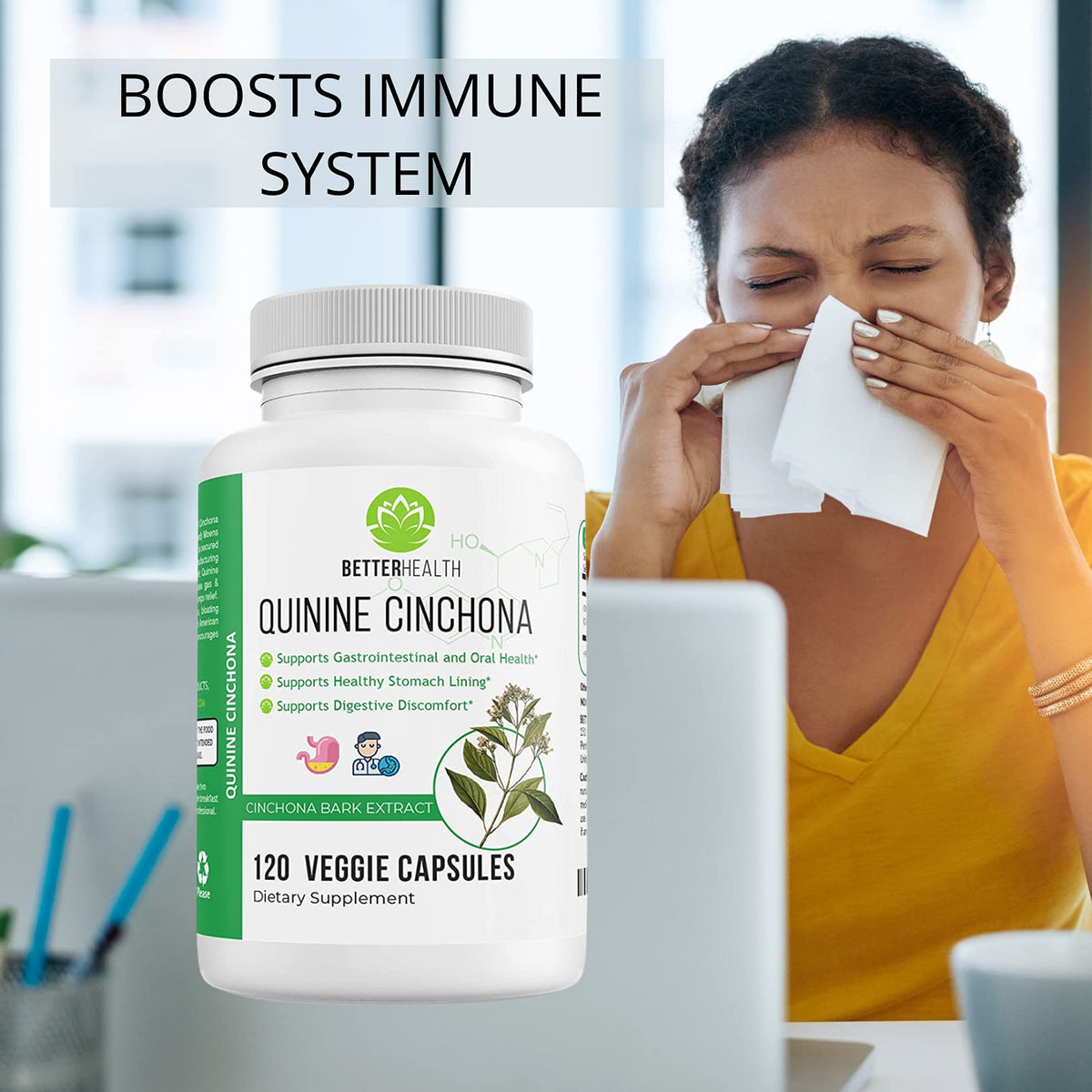 Better Health Quinine Cinchona Bark Extract 500 mg - 120 Capsules - image 4