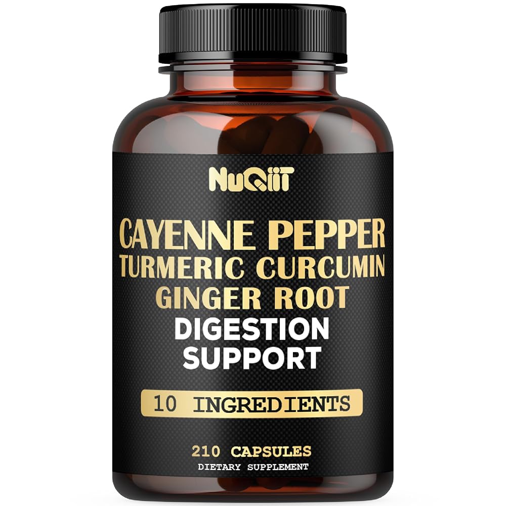NUQIIT Cayenne Pepper Supplement with Turmeric & Ginger - 210 Capsules
