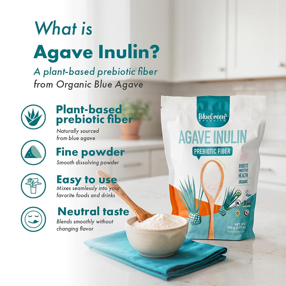 BLUEGREEN Agave Inulin Fiber Powder Prebiotic - 12.32 oz - image 2
