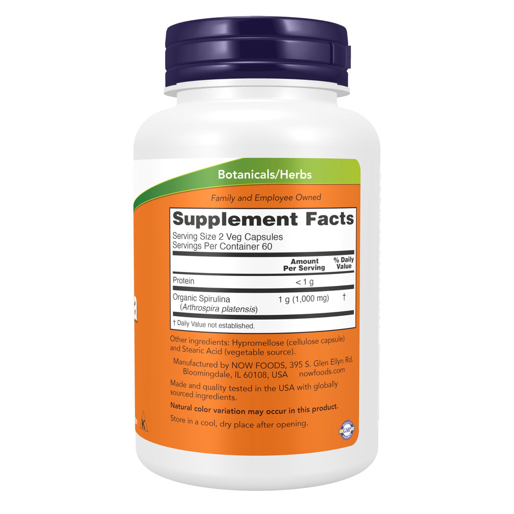 NOW Spirulina 500 mg Super Green - 120 Vegetarian Capsules - image 2