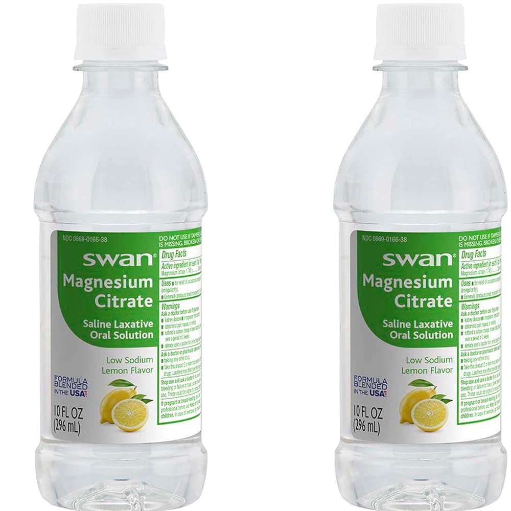 Swan Magnesium Citrate Oral Laxative Solution Lemon Flavor - 2 x 10 oz