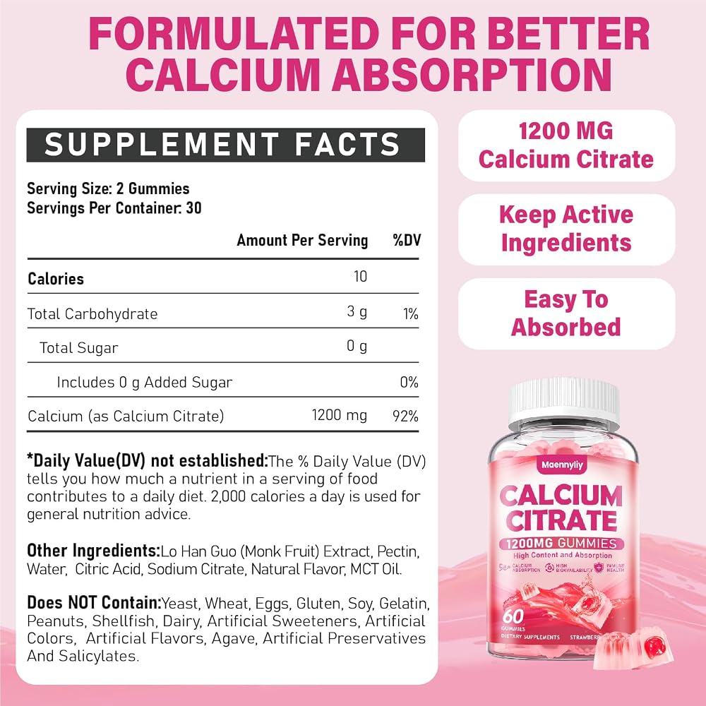 Maennyliy Calcium Citrate Gummies 1200 mg for Adults: Ultimate