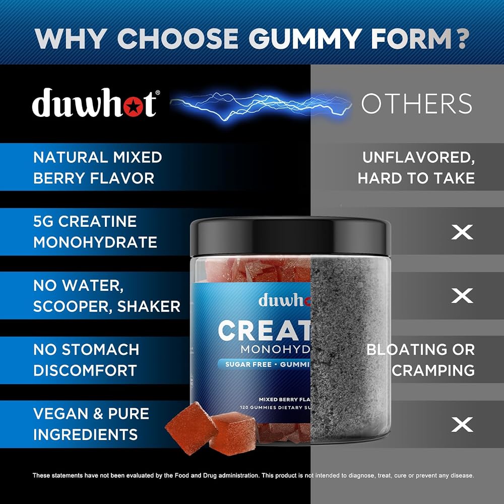 duwhot Creatine Monohydrate Gummies for Men - 120 Count - image 4