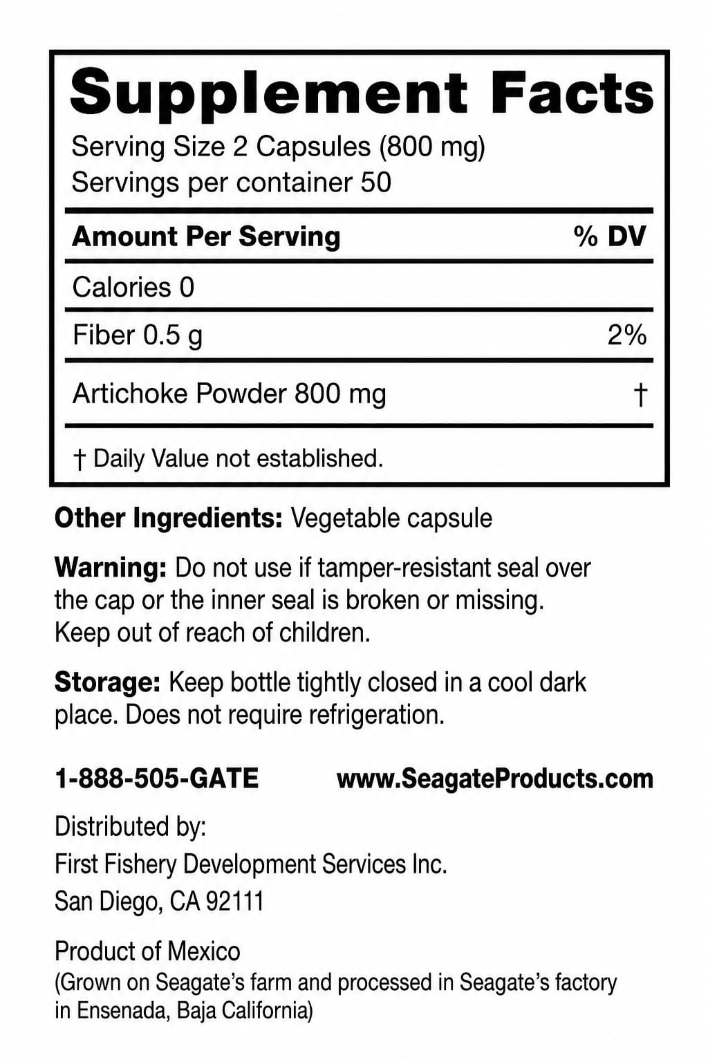 Seagate Artichoke 400 mg Herbal Supplement - 200 Capsules - image 2