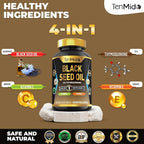 Tenmido Black Seed Oil Capsules with Vitamin C & E - 150 Softgels - image 3
