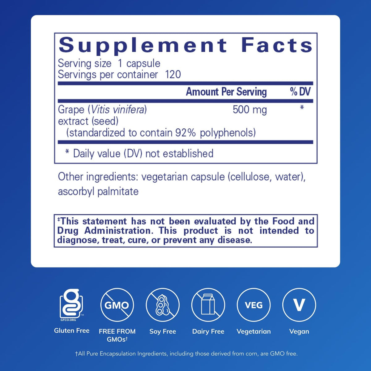 Pure Encapsulations Grape Pip Extract - 120 Capsules - image 2