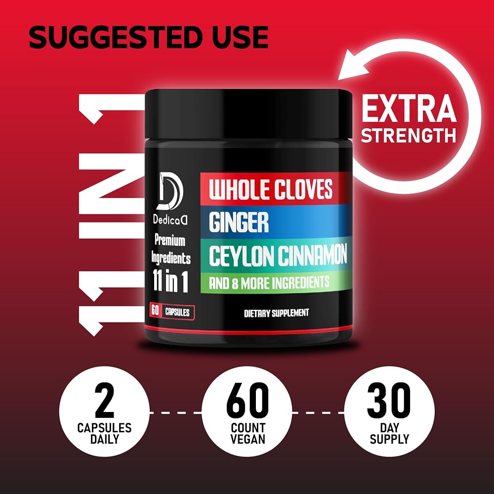 DEDICAD 11in1 Cloves Supplement with Ginger & Cinnamon - 60 Capsules - image 5