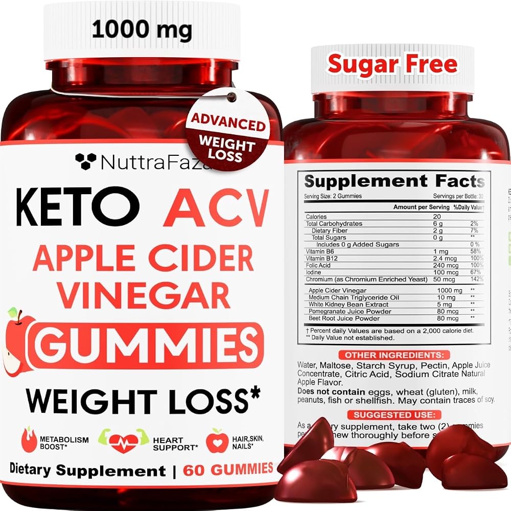 NuttraFaza Keto ACV Gummies with Beetroot - 60 Count