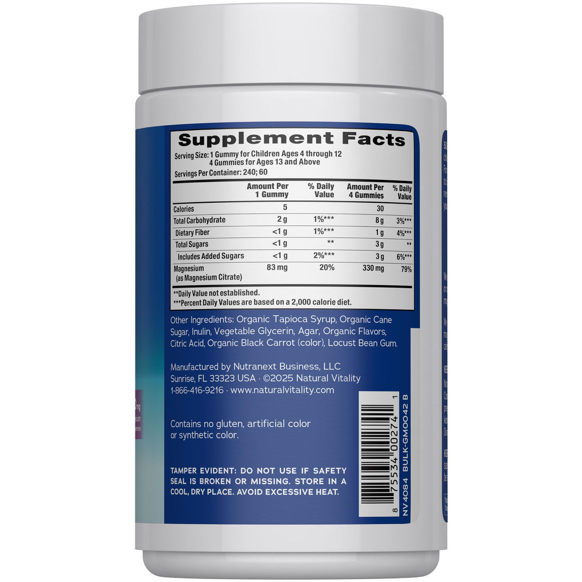Natural Vitality Calm Magnesium Gummies 330mg - 240 Count - image 2