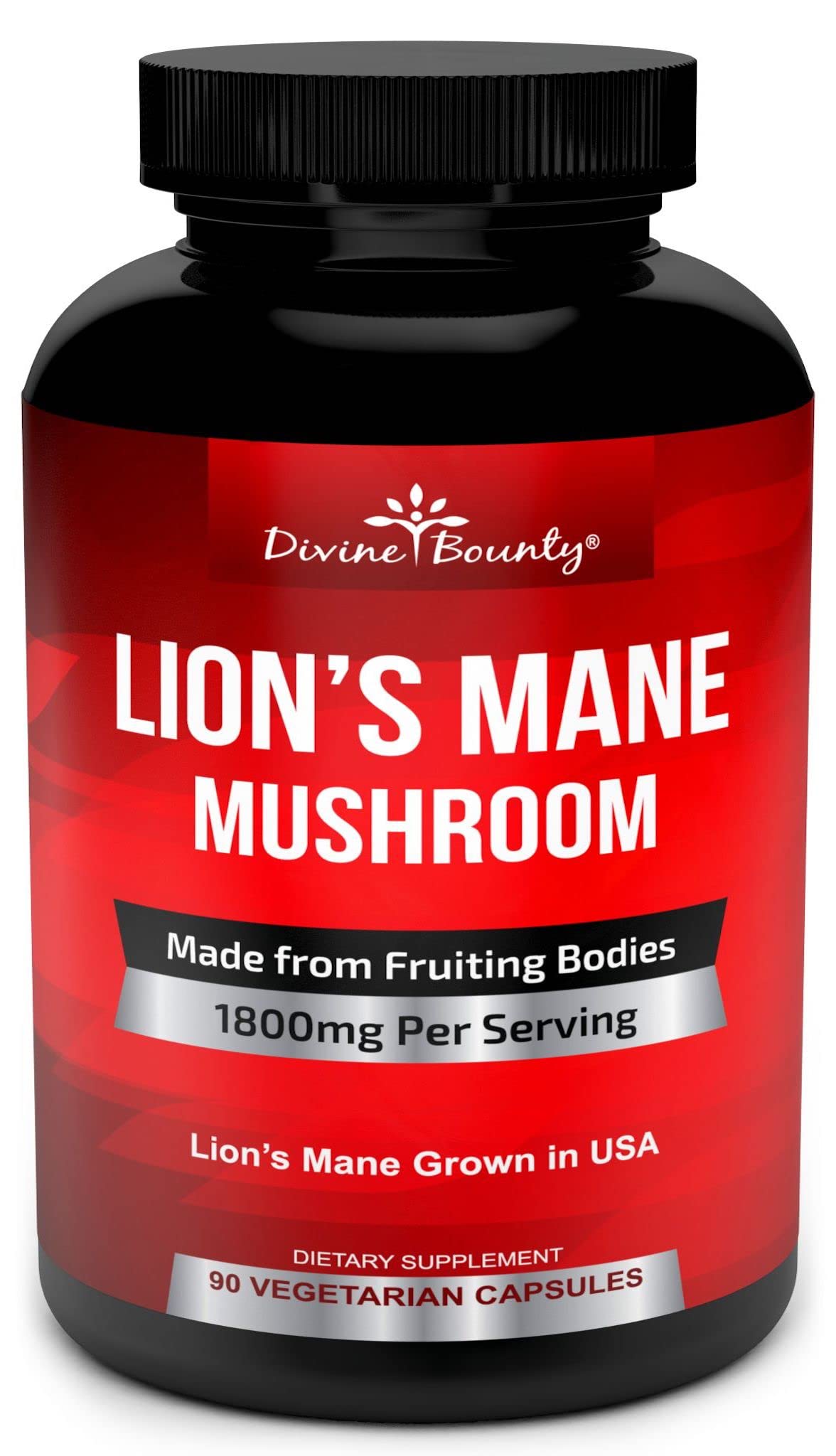 Divine Bounty Lion's Mane Supplement 1800mg - 90 Capsules