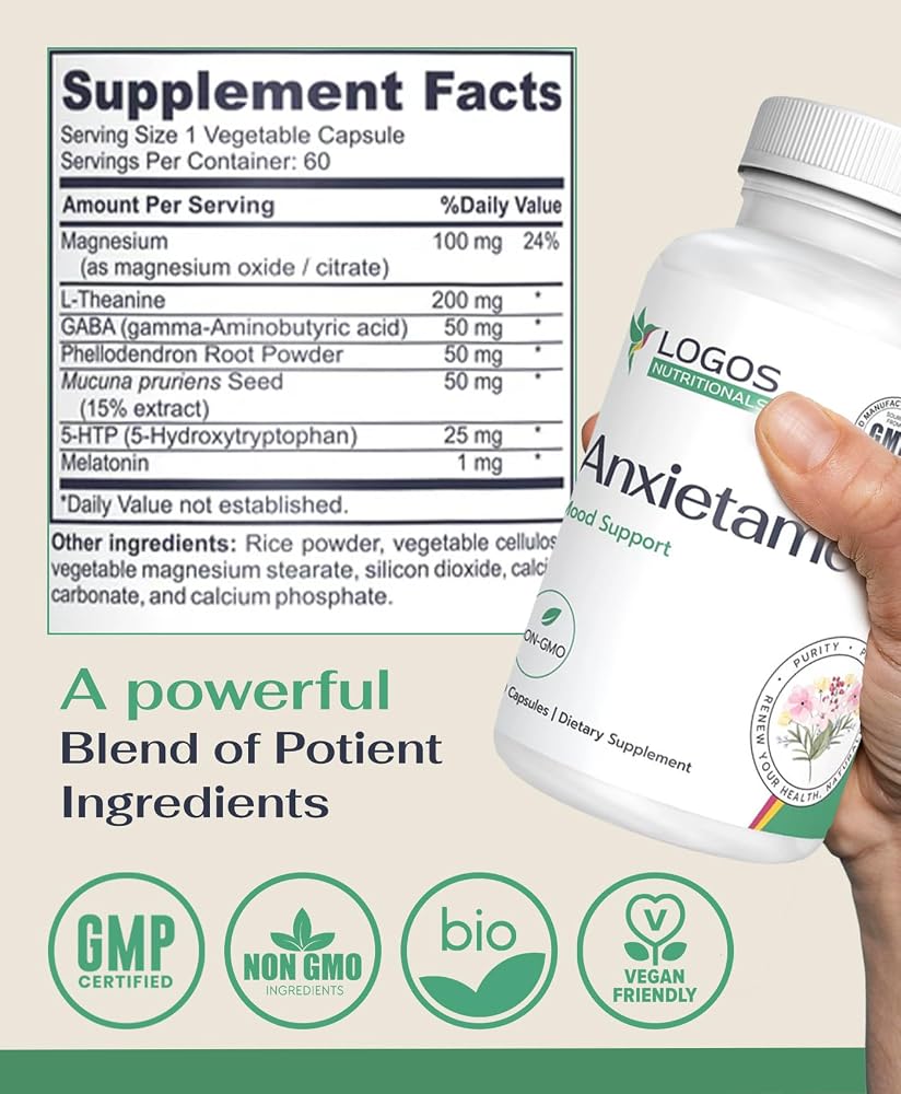 Logos Nutritionals Anxietame L-Theanine Stress Support - 60 Capsules - image 2