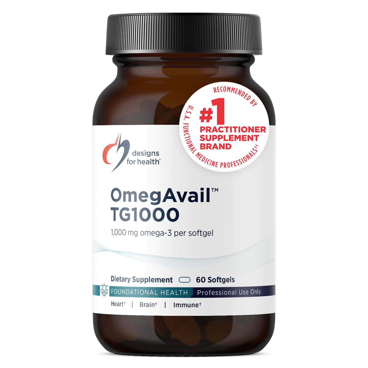 Designs for Health OmegAvail TG1000 Fish Oil Omega-3 - 60 Softgels
