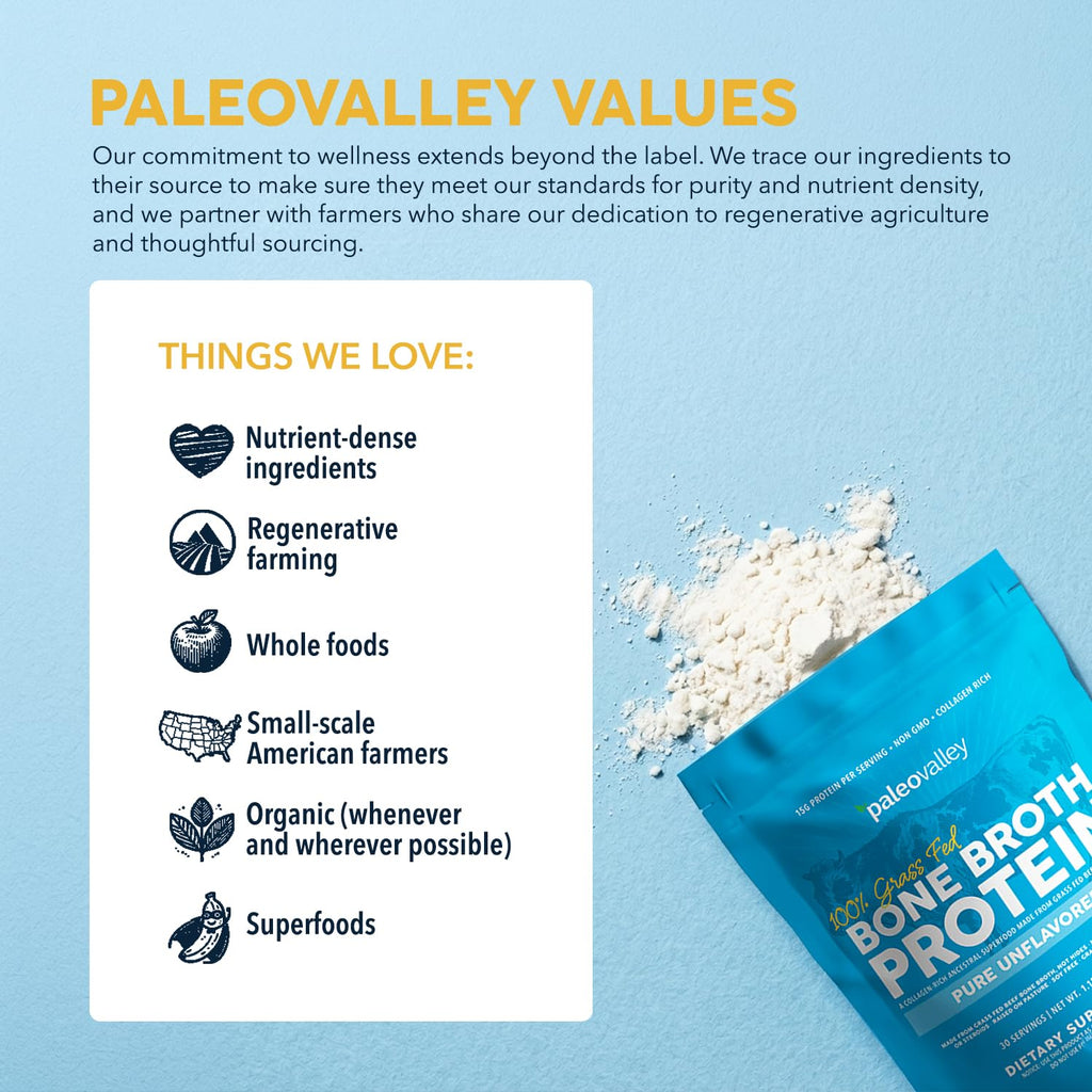 Paleovalley 100% Grass Fed Bone Broth Protein Powder - 16.8 oz - image 8
