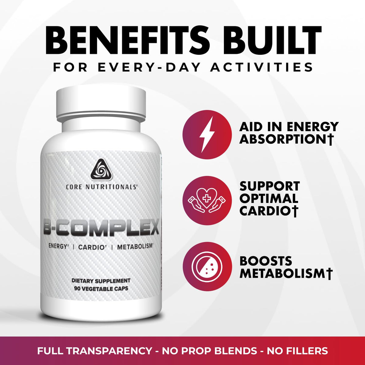 Core Nutritionals B Complex Energy Metabolism Support - 90 Vegetarian Capsules - image 3