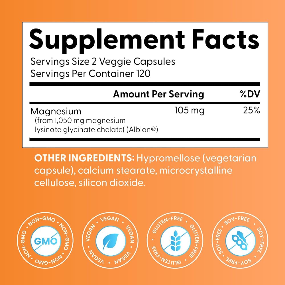 Doctor's BEST Magnesium Glycinate Lysinate for Sleep - 240 Capsules - image 2