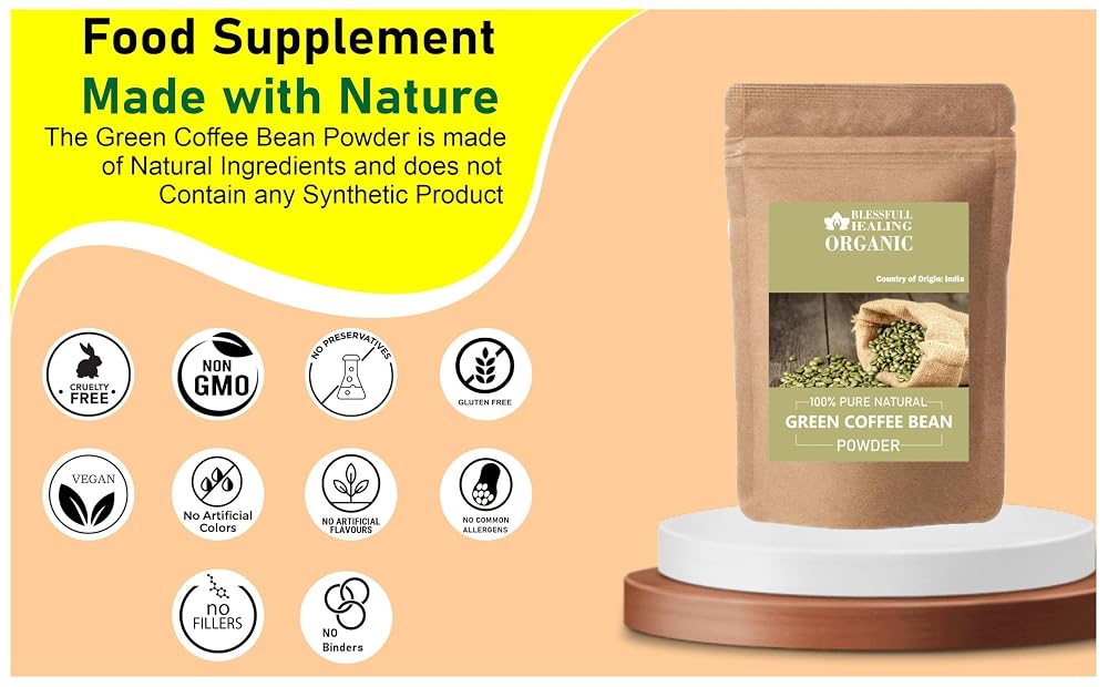 Blessfull Healing Organic Green Coffee Bean Powder 100% Pure Natural