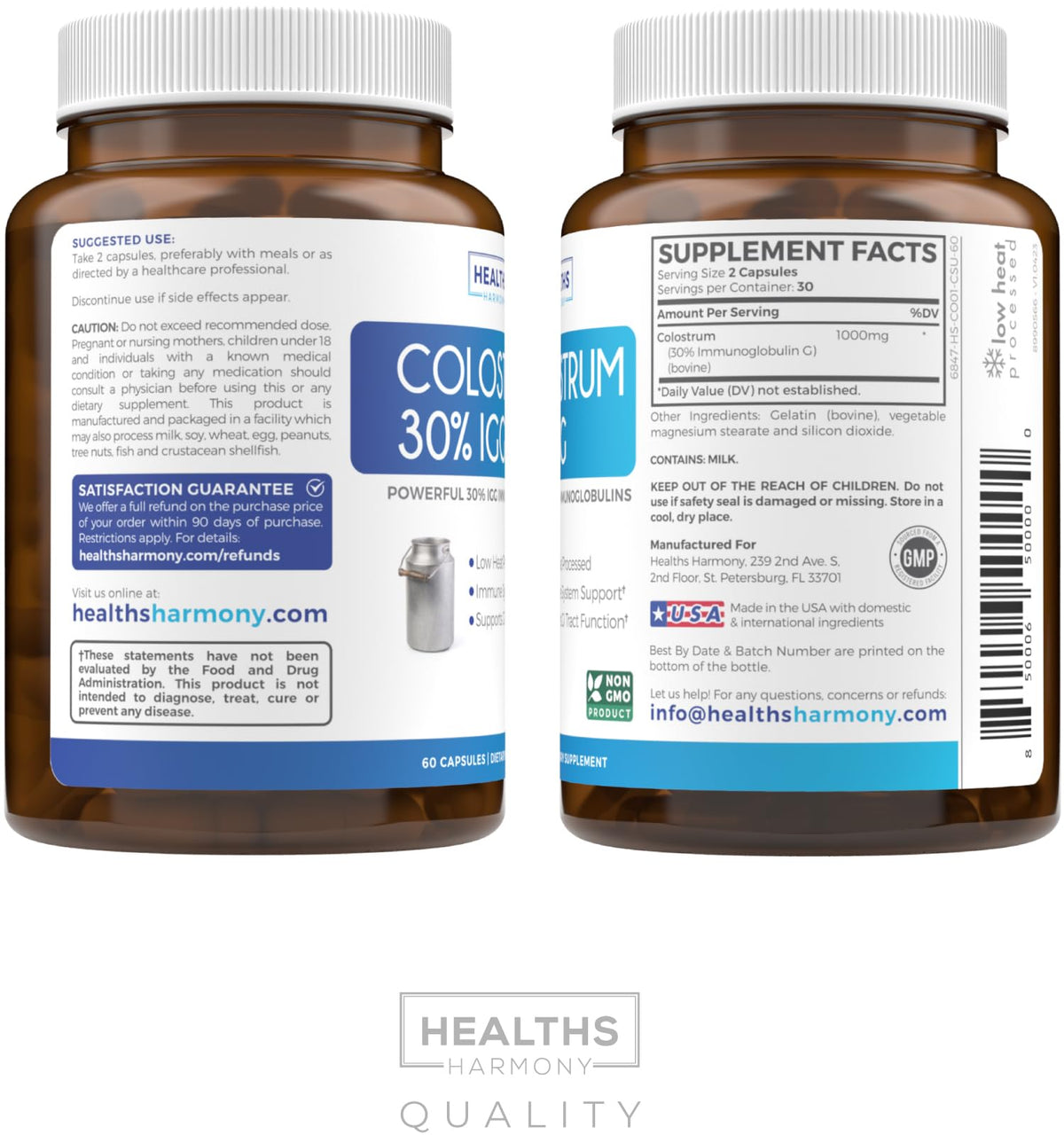 Healths Harmony Bovine Colostrum Supplement 1000mg - 60 Capsules - image 8