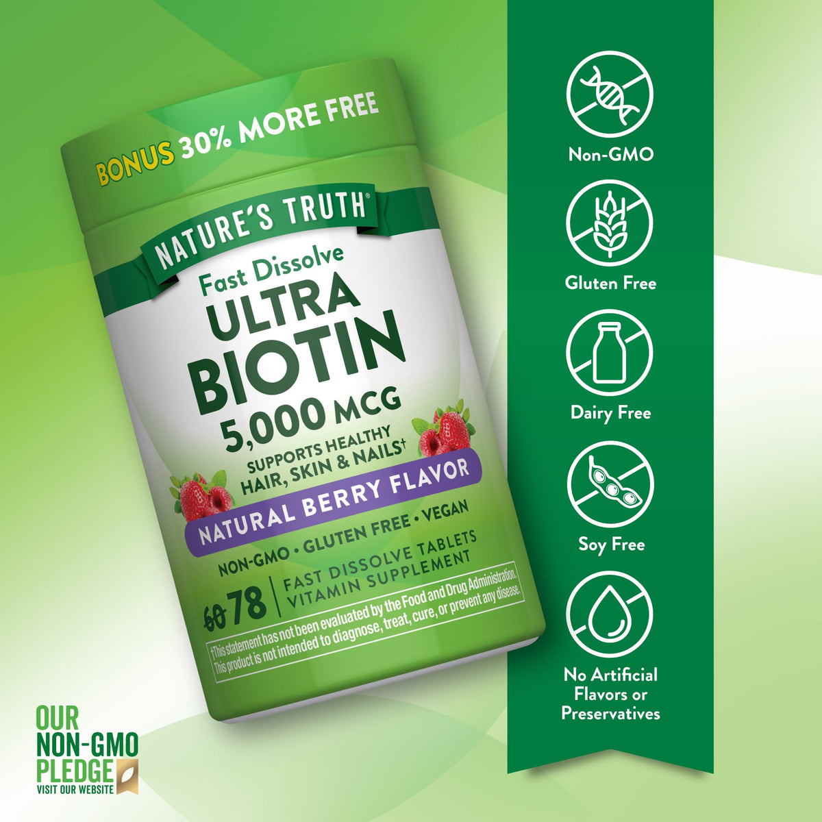 Nature's Truth Biotin 5000 mcg - 78 Tablets - image 3
