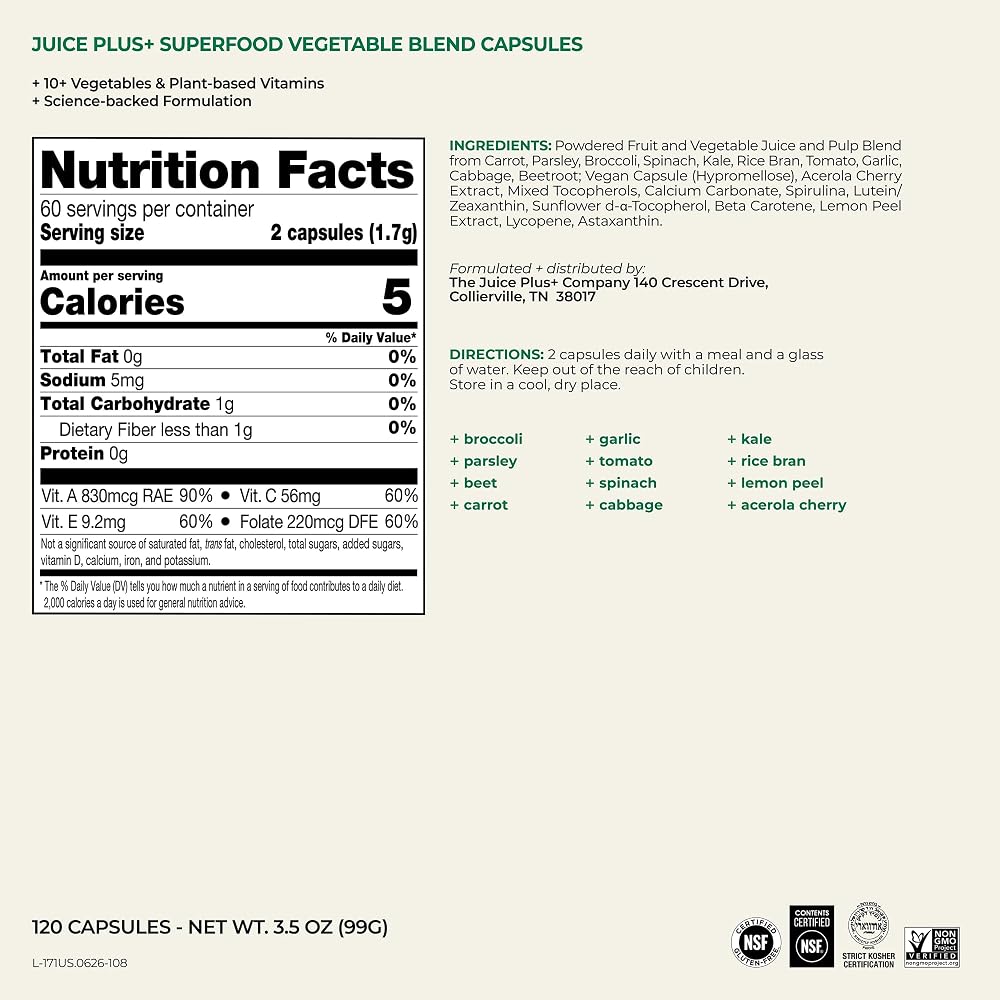 Juice Plus+ Fruit & Vegetable Blend - 120 Capsules (2 Pack) - image 9