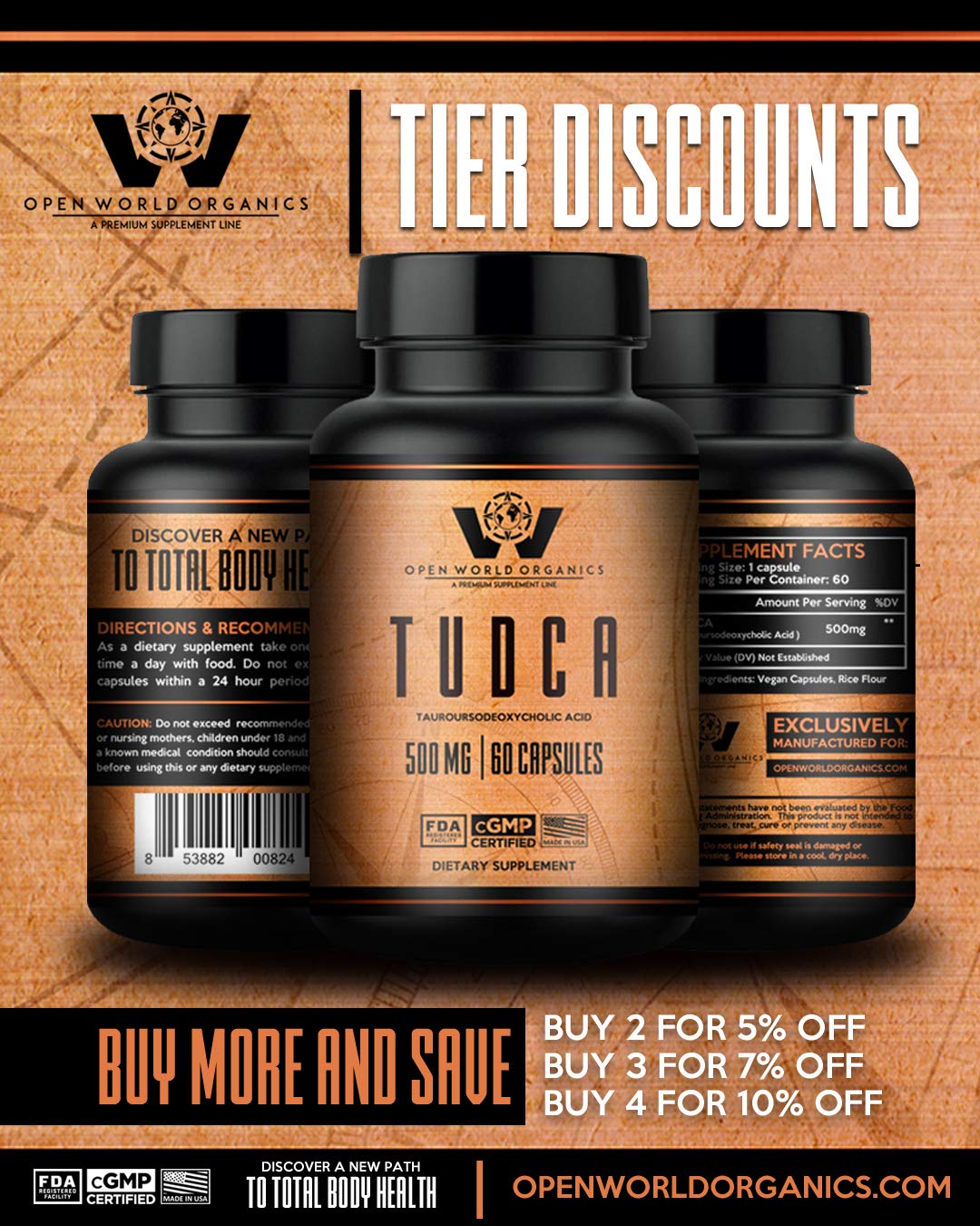 Open World Organics TUDCA 500 mg - 60 Capsules - image 2
